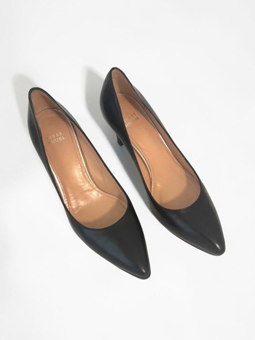 Stuart Weitzman Black Leather Pumps Size 9 Pointed Toe Classic Heels